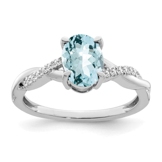 14k white gold oval blue topaz and real diamond ring rm4235 bt 007 wa