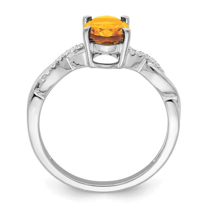 14k white gold oval citrine and real diamond ring rm4235 ci 007 wa