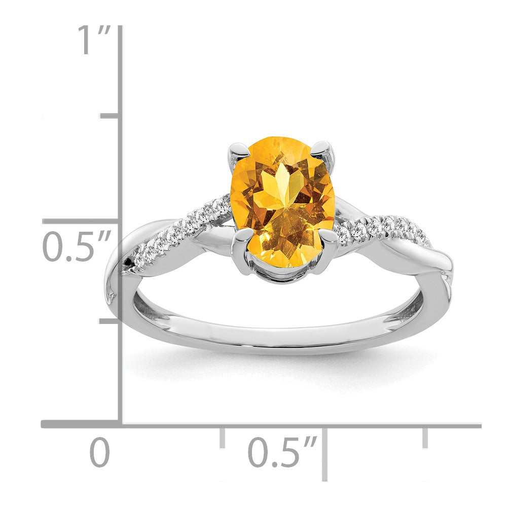 14k white gold oval citrine and real diamond ring rm4235 ci 007 wa