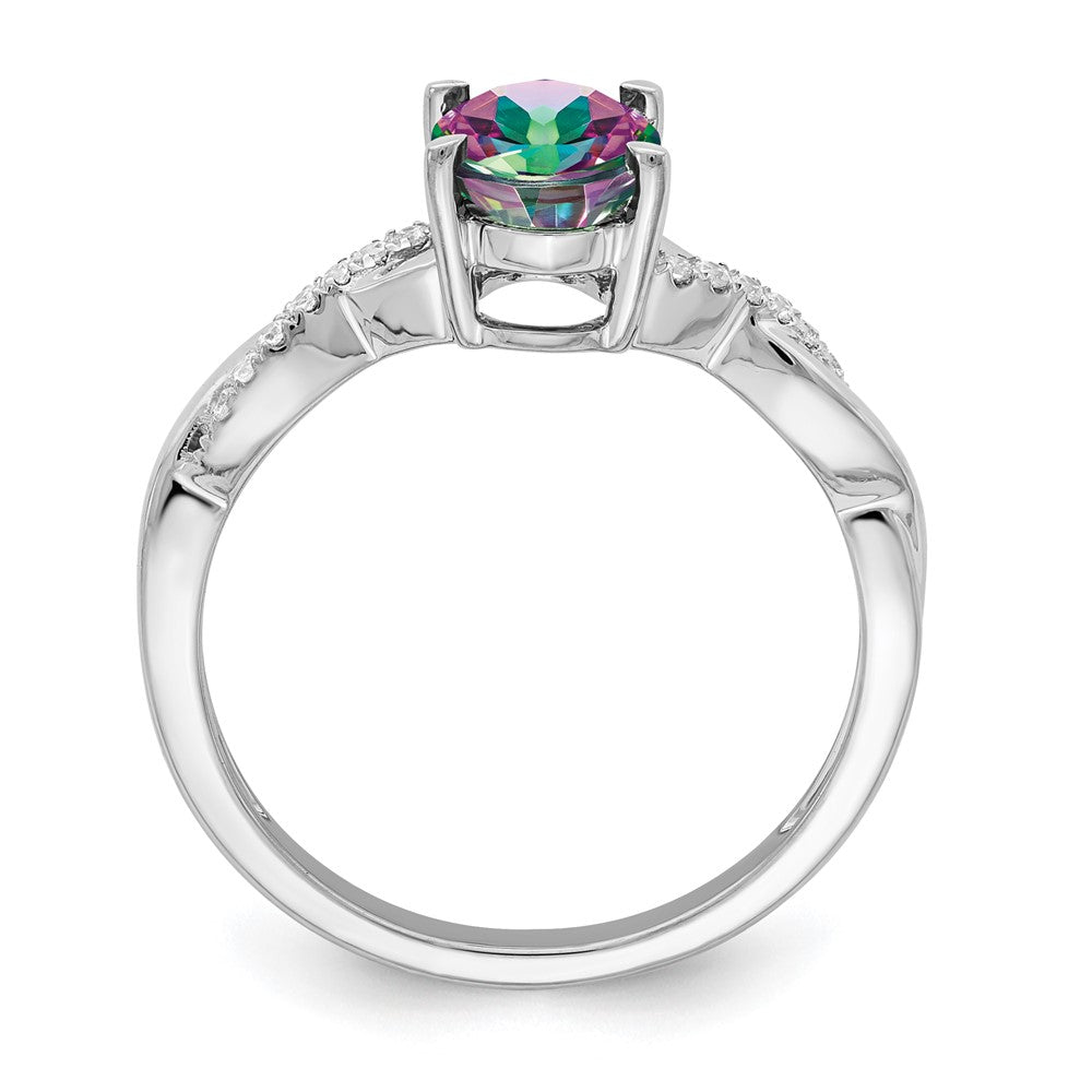 14k white gold oval mystic fire topaz and real diamond ring rm4235 ft 007 wa