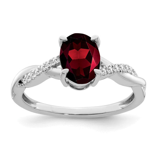 14k white gold oval garnet and real diamond ring rm4235 ga 007 wa