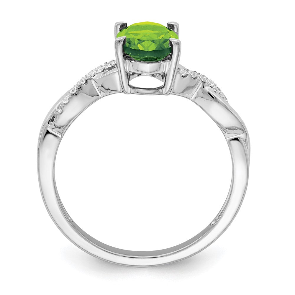 14k white gold oval peridot and real diamond ring rm4235 pe 007 wa