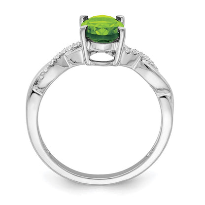 14k white gold oval peridot and real diamond ring rm4235 pe 007 wa