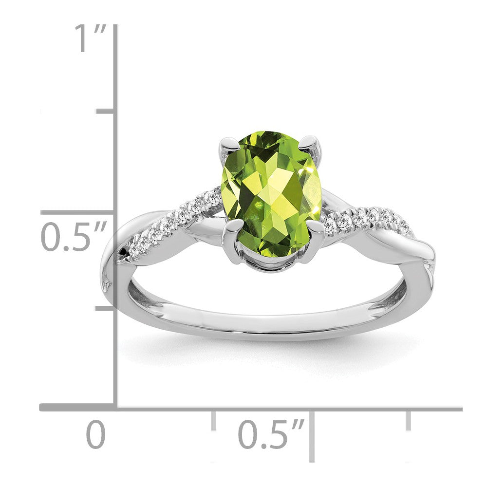 14k white gold oval peridot and real diamond ring rm4235 pe 007 wa