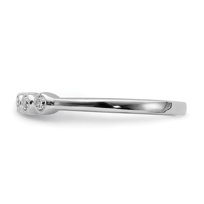 14k White Gold 5-stone Bezel-set Real Diamond Band