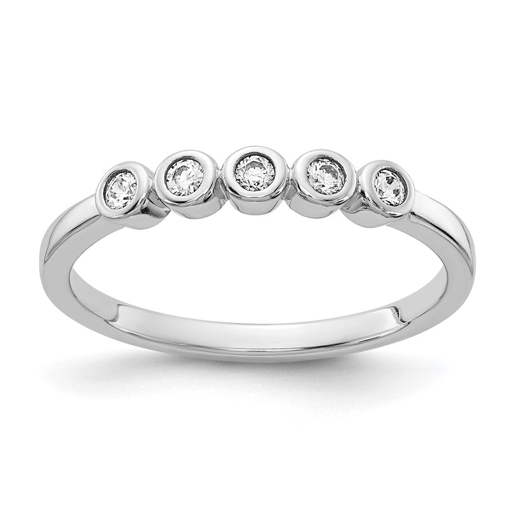14k White Gold 5-stone Bezel-set Real Diamond Band