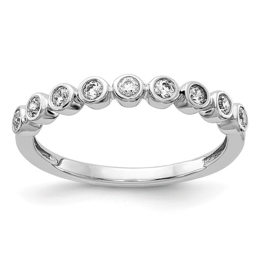 14k White Gold 9-stone Bezel-set Real Diamond Band