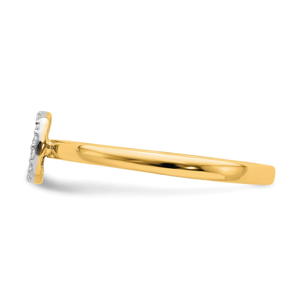 14k Yellow Gold Real Diamond Initial D Ring