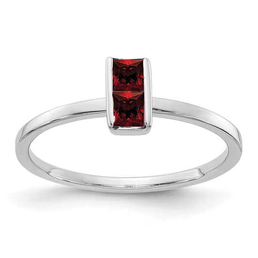 Solid 14k White Gold Simulated Garnet Ring