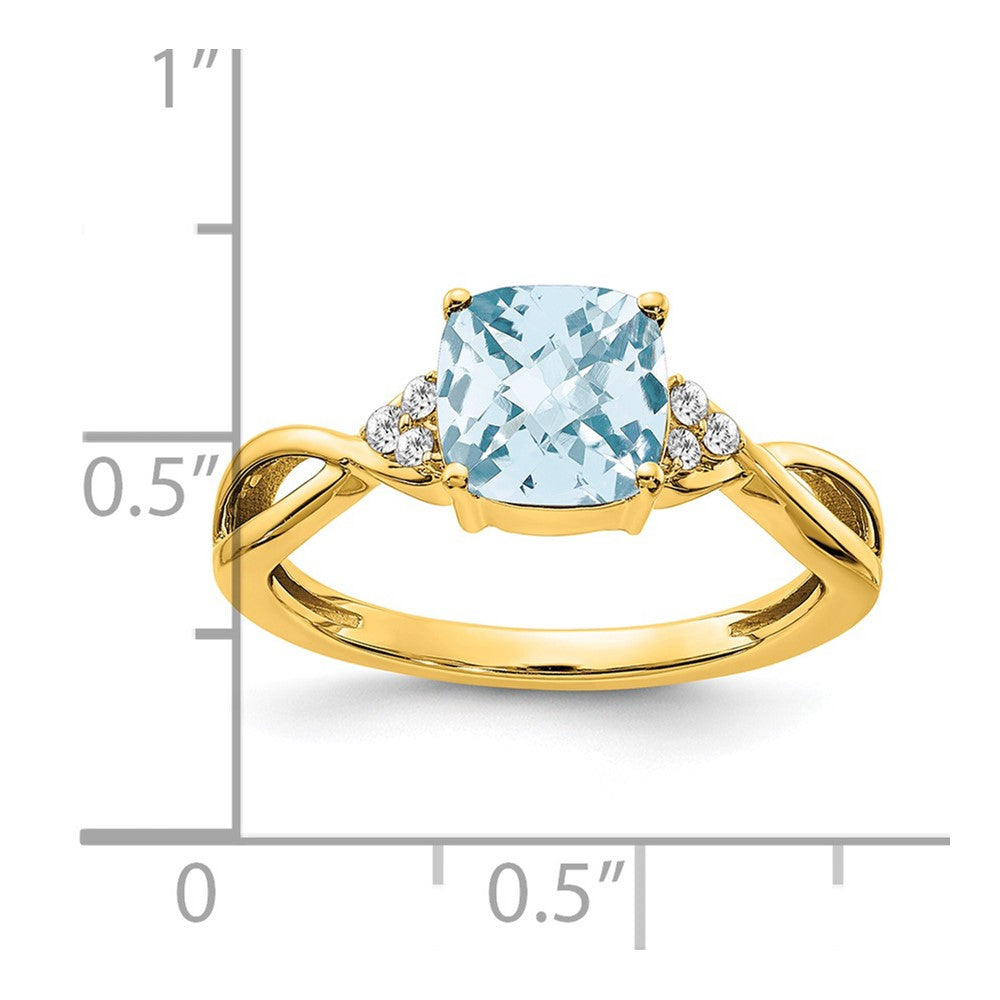 14k yellow gold checkerboard aquamarine and real diamond ring rm4393 aq 006 ya