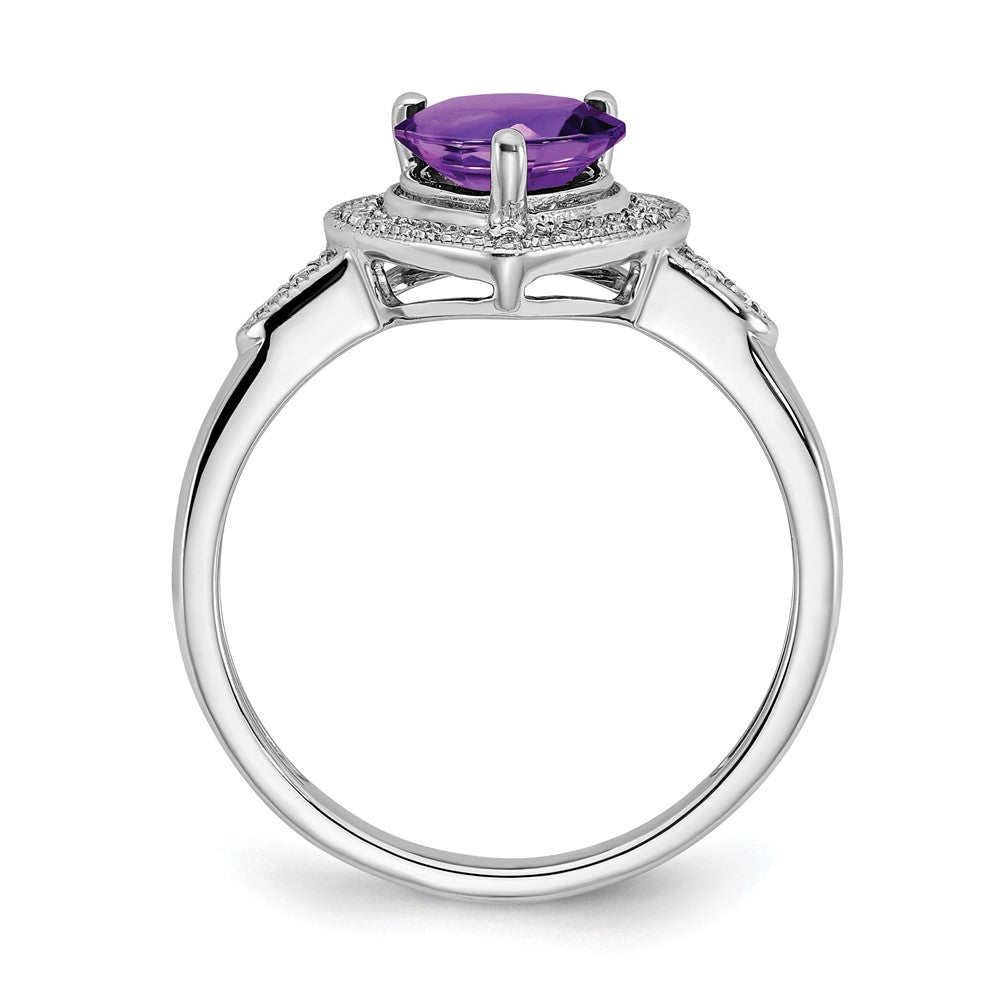 14k white gold heart amethyst and real diamond halo ring rm4398 am 012 wa