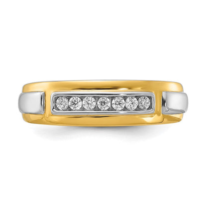 14k yellow white gold real diamond mens ring rm4415b 020 ywaa