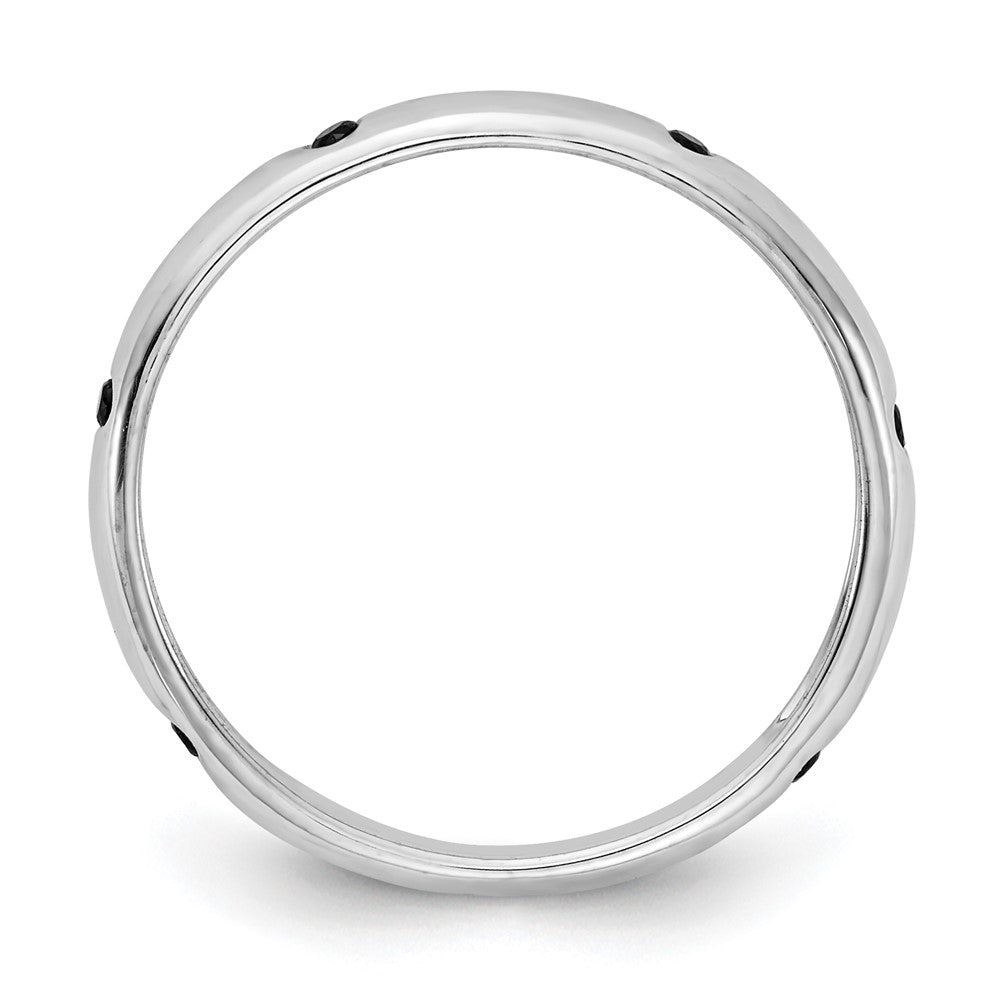 14k White Gold 6-stone Black Real Diamond Band