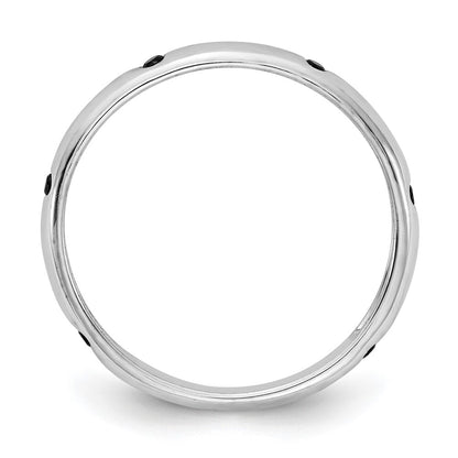 14k White Gold 6-stone Black Real Diamond Band