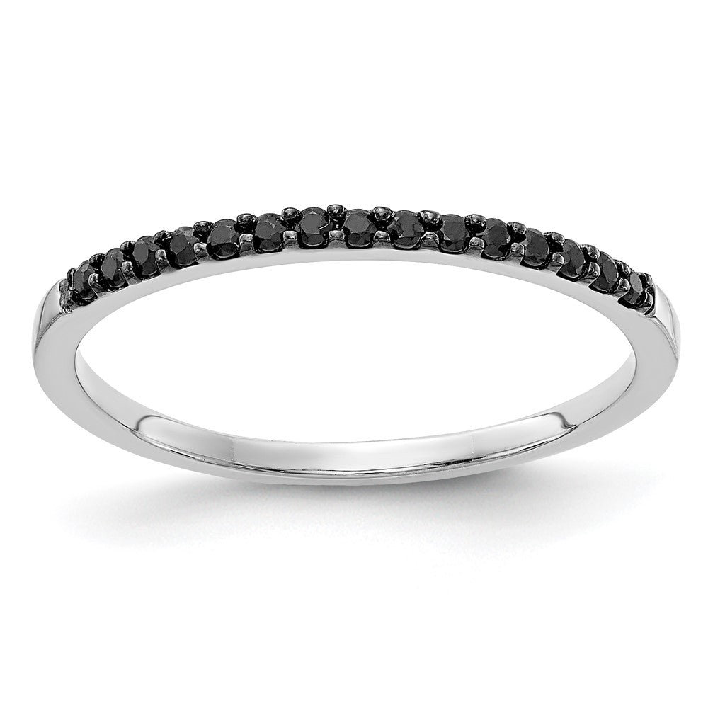 14k White Gold Black Real Diamond Band
