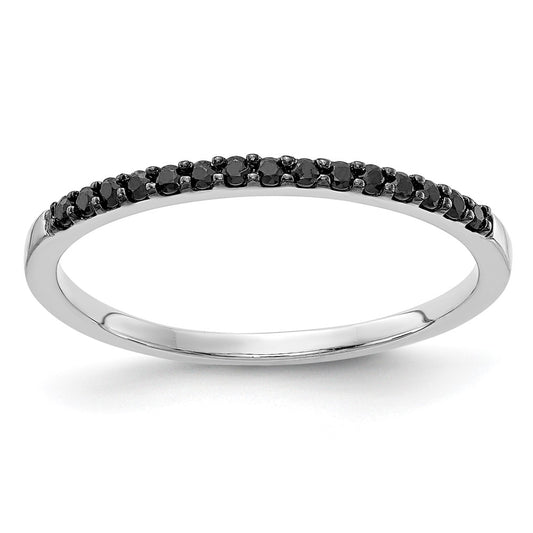 14k White Gold Black Real Diamond Band