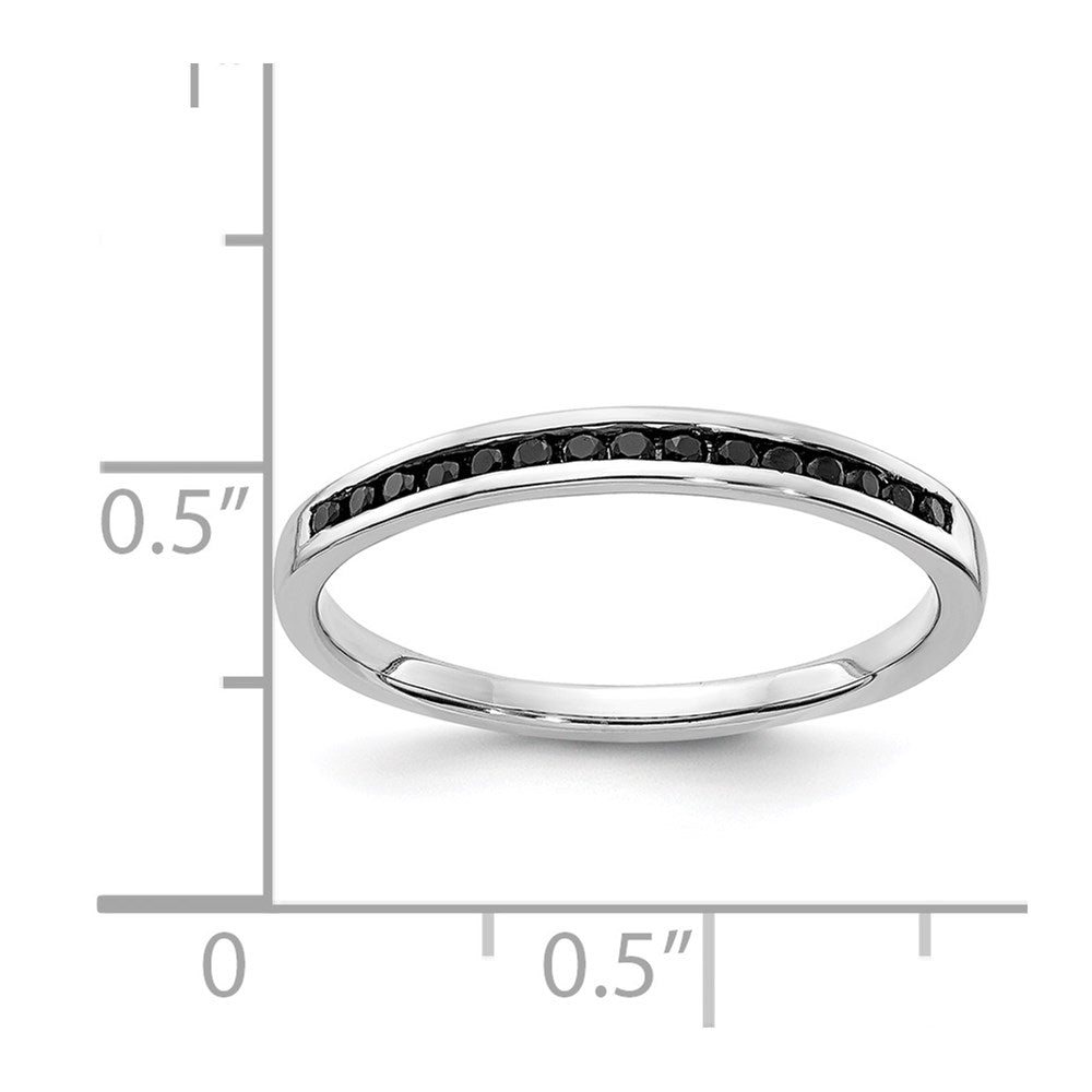 14k White Gold Black Real Diamond Channel Band