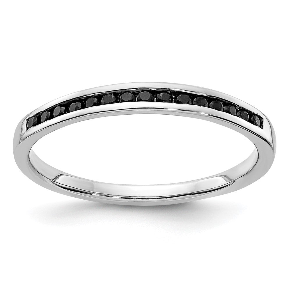 14k White Gold Black Real Diamond Channel Band