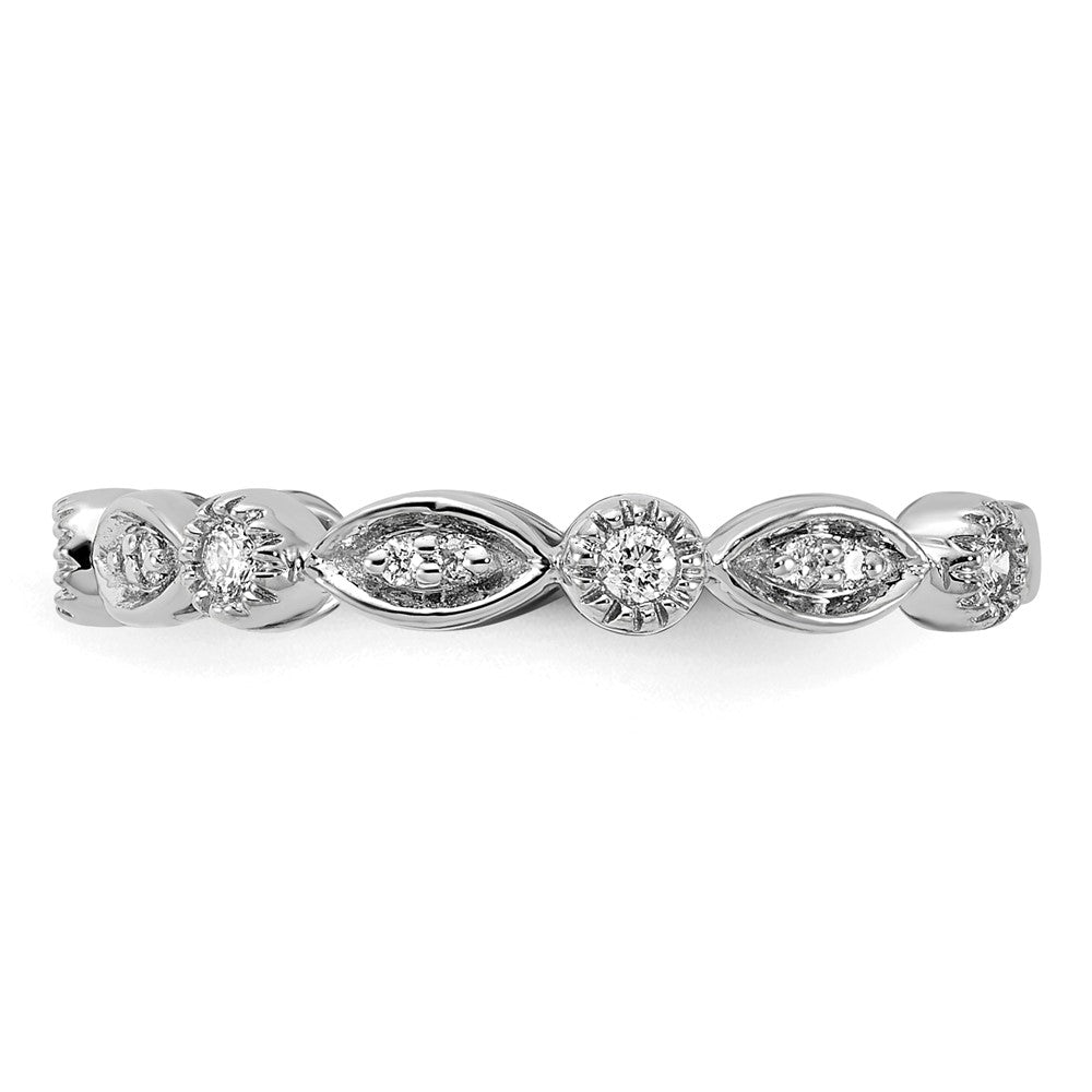 14k White Gold Real Diamond Fancy Band