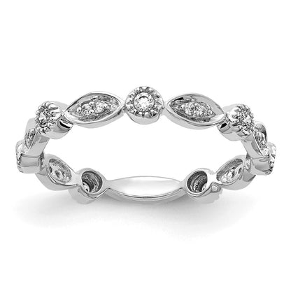14k White Gold Real Diamond Fancy Band