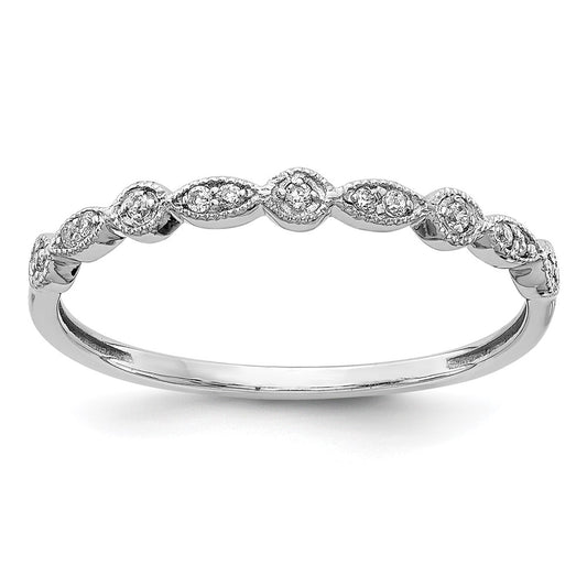 14k White Gold Real Diamond Fancy Band