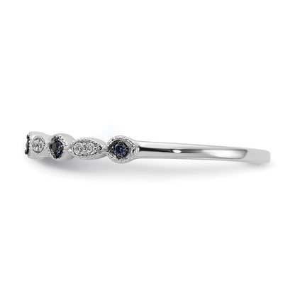 14k White Gold Blue/White Real Diamond Fancy Band