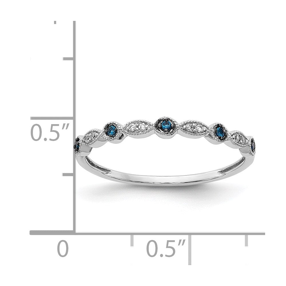14k White Gold Blue/White Real Diamond Fancy Band