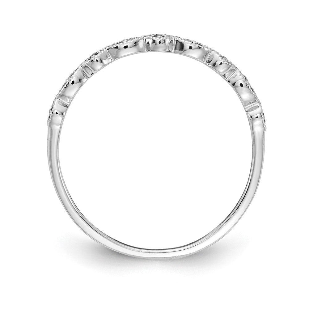 Solid 14k White Gold Simulated CZ and PinK Sapphire Fancy Band