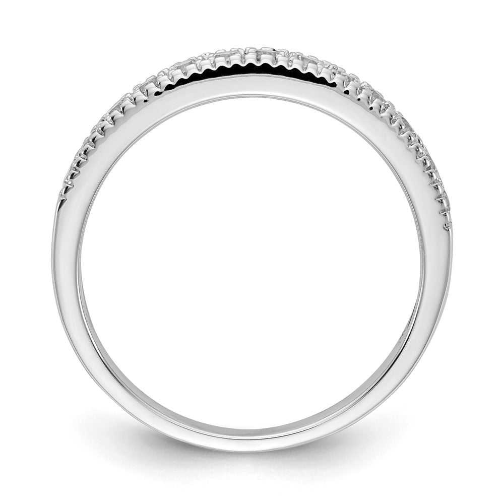 14k White Gold Real Diamond Beaded Edge Band