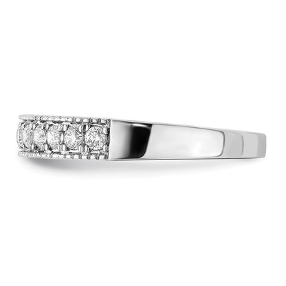 14k White Gold Real Diamond Beaded Edge Band