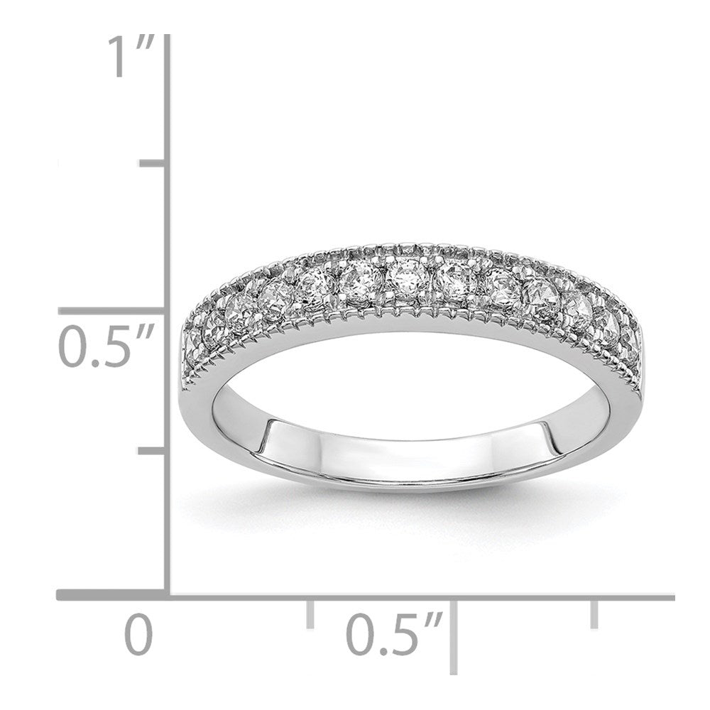 14k White Gold Real Diamond Beaded Edge Band