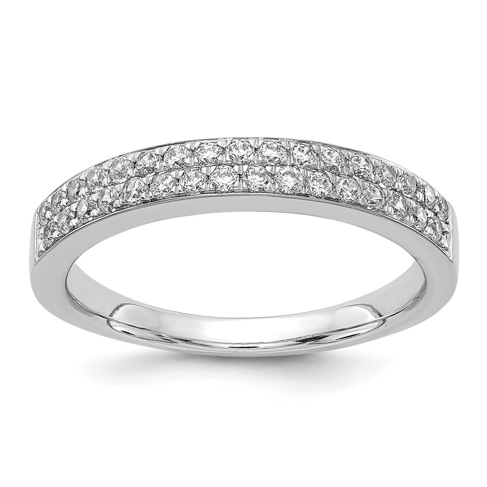 14k White Gold 2-row Real Diamond Band