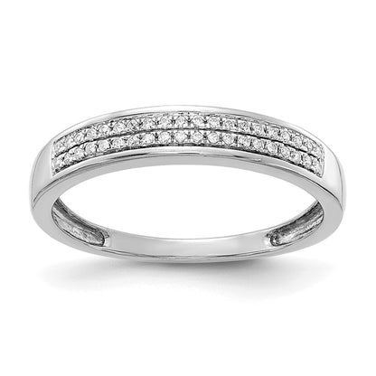 14k White Gold 2-row Real Diamond Band