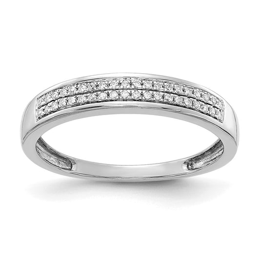 14k White Gold 2-row Real Diamond Band