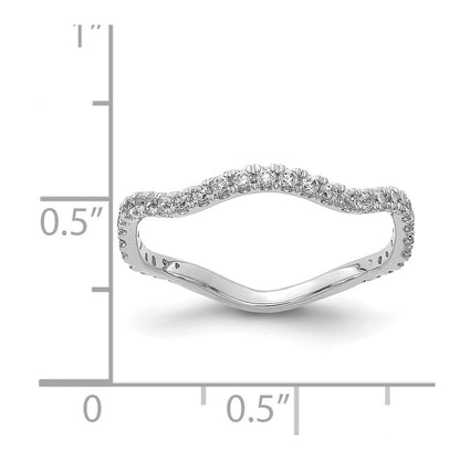 14k White Gold Real Diamond Wavy Band