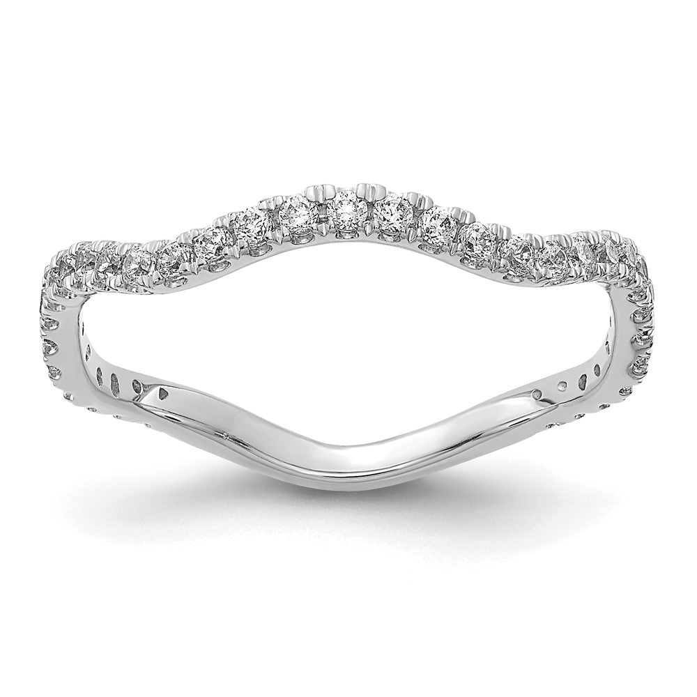 14k White Gold Real Diamond Wavy Band
