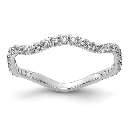 14k White Gold Real Diamond Wavy Band