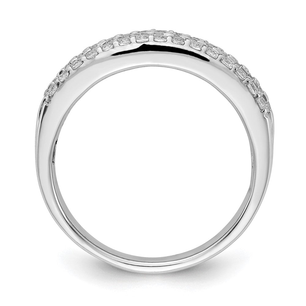 14k White Gold 3-row Real Diamond Band