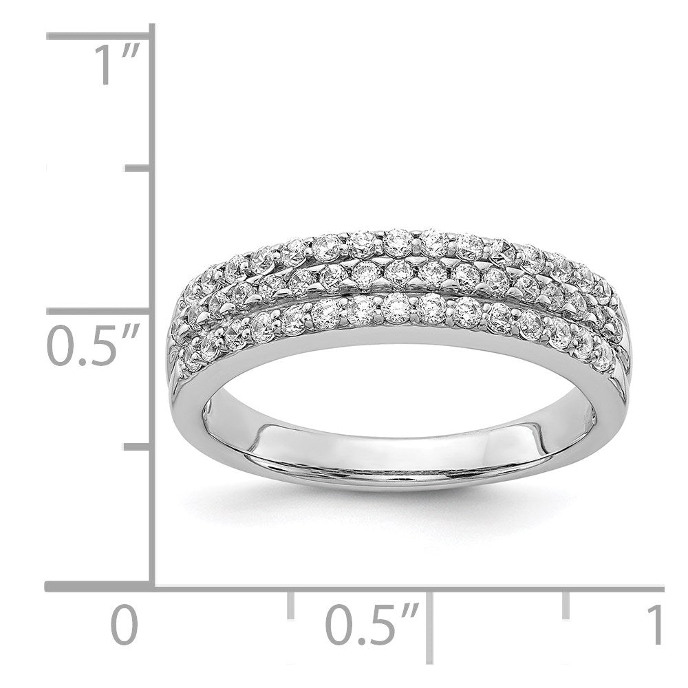 14k White Gold 3-row Real Diamond Band
