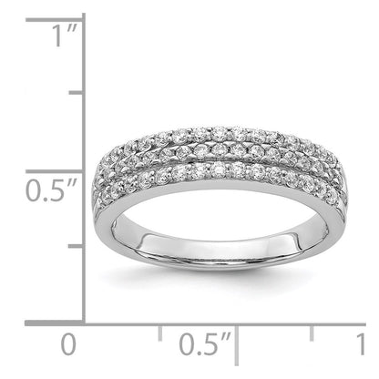 14k White Gold 3-row Real Diamond Band