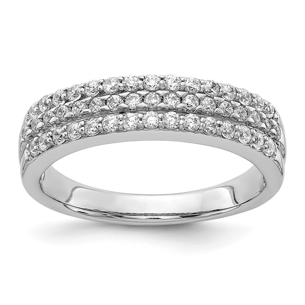 14k White Gold 3-row Real Diamond Band