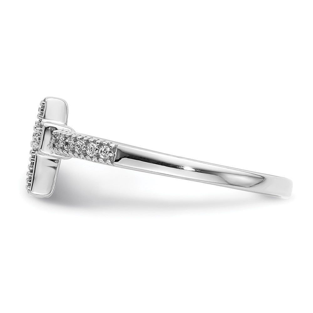 14k white gold polished real diamond cross ring rm5655 010 wa