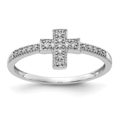 14k white gold polished real diamond cross ring rm5655 010 wa