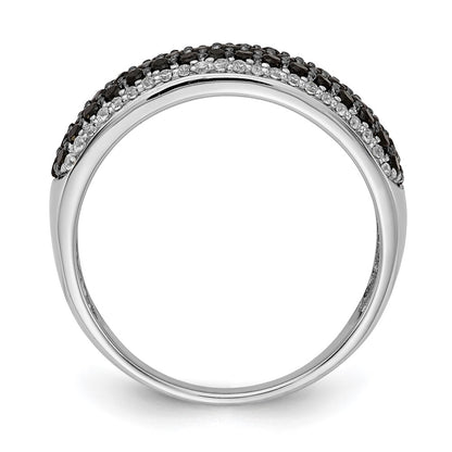 14k White Gold and Black Real Diamond Band Ring