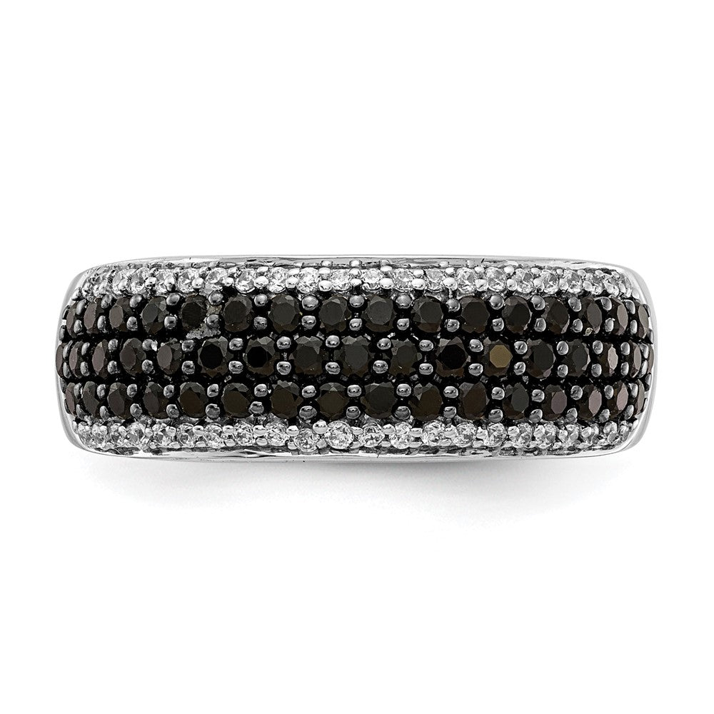 14k White Gold and Black Real Diamond Band Ring