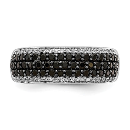 14k White Gold and Black Real Diamond Band Ring