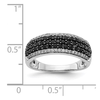 14k White Gold and Black Real Diamond Band Ring