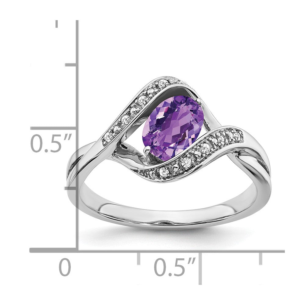 14k white gold oval amethyst and real diamond ring rm5702 am 005 wa