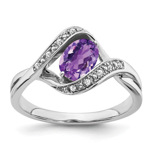 14k white gold oval amethyst and real diamond ring rm5702 am 005 wa