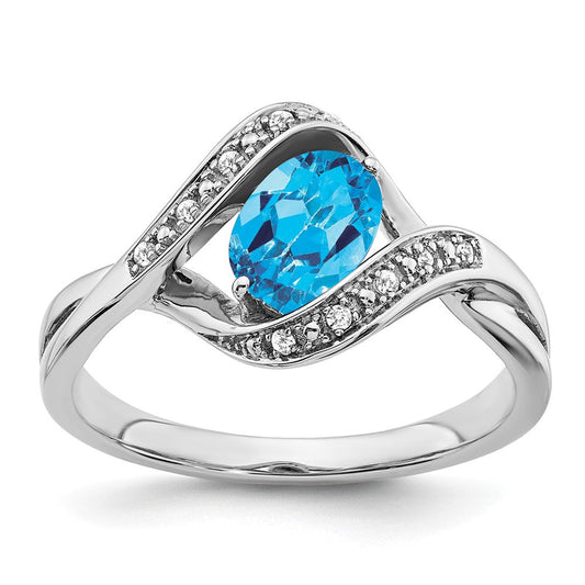 14k white gold oval blue topaz and real diamond ring rm5702 bt 005 wa
